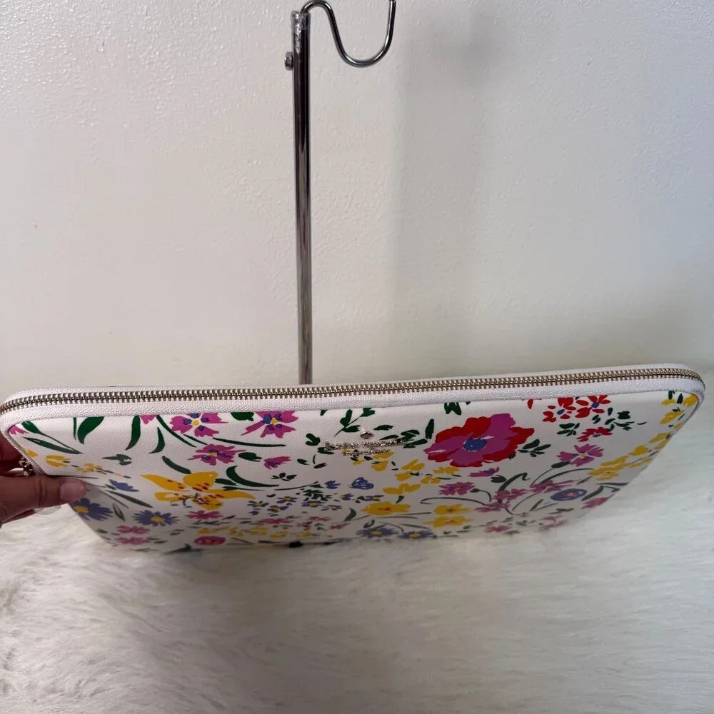 kate spade White Floral Laptop Sleeve with Multicolor Flowers